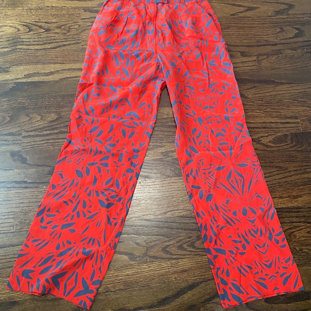 RACHEL Rachel Roy Red Floral-Print Wide-Leg Trousers